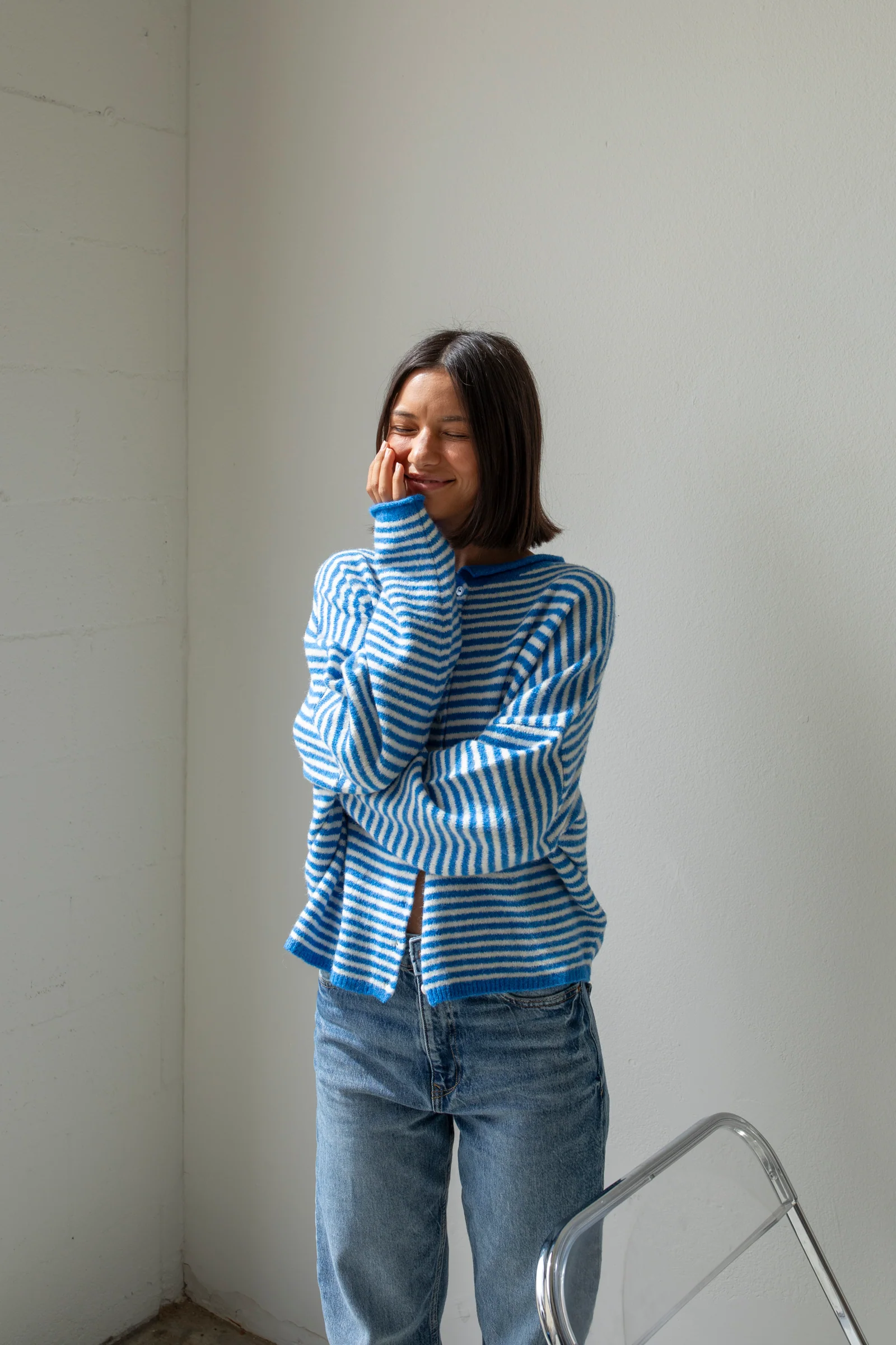 Things Between Cardigan - Piper - Mini Stripe Blue (TBW13418)