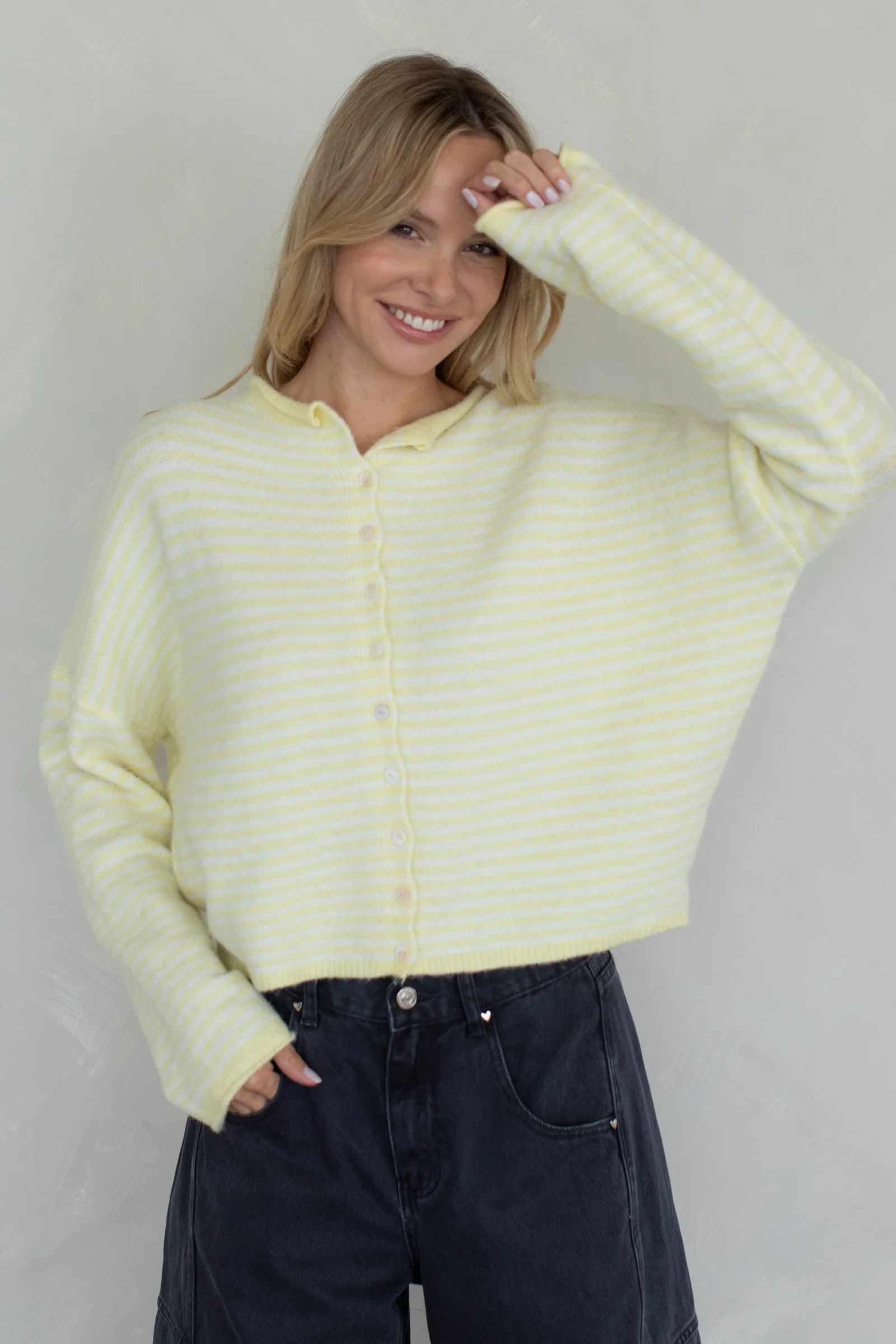 Things Between Cardigan - Piper - Butter Mini Stripe (TBW13418)