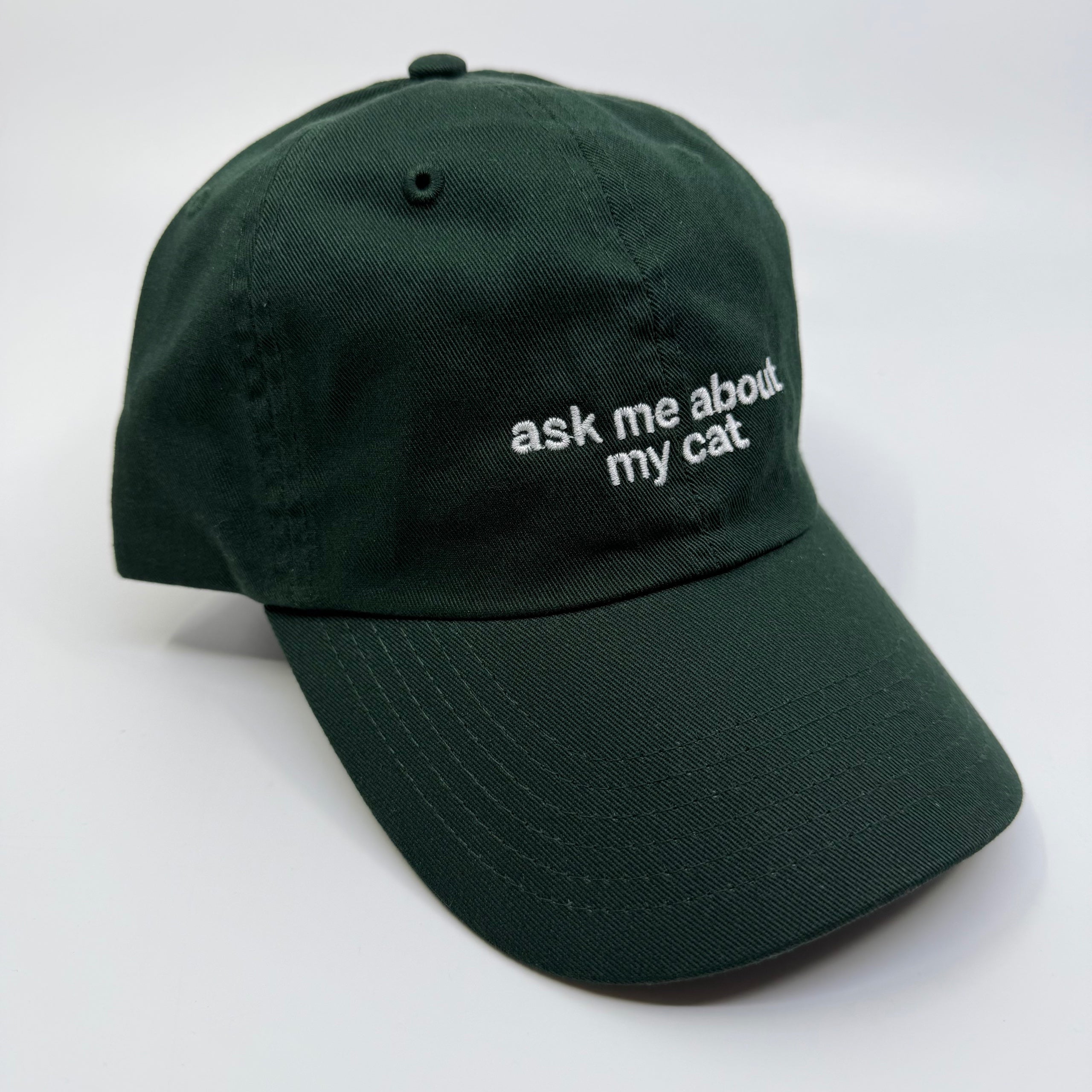 Standard Goods Hat - Ask Me About My Cat - Green, photo 1 of 4