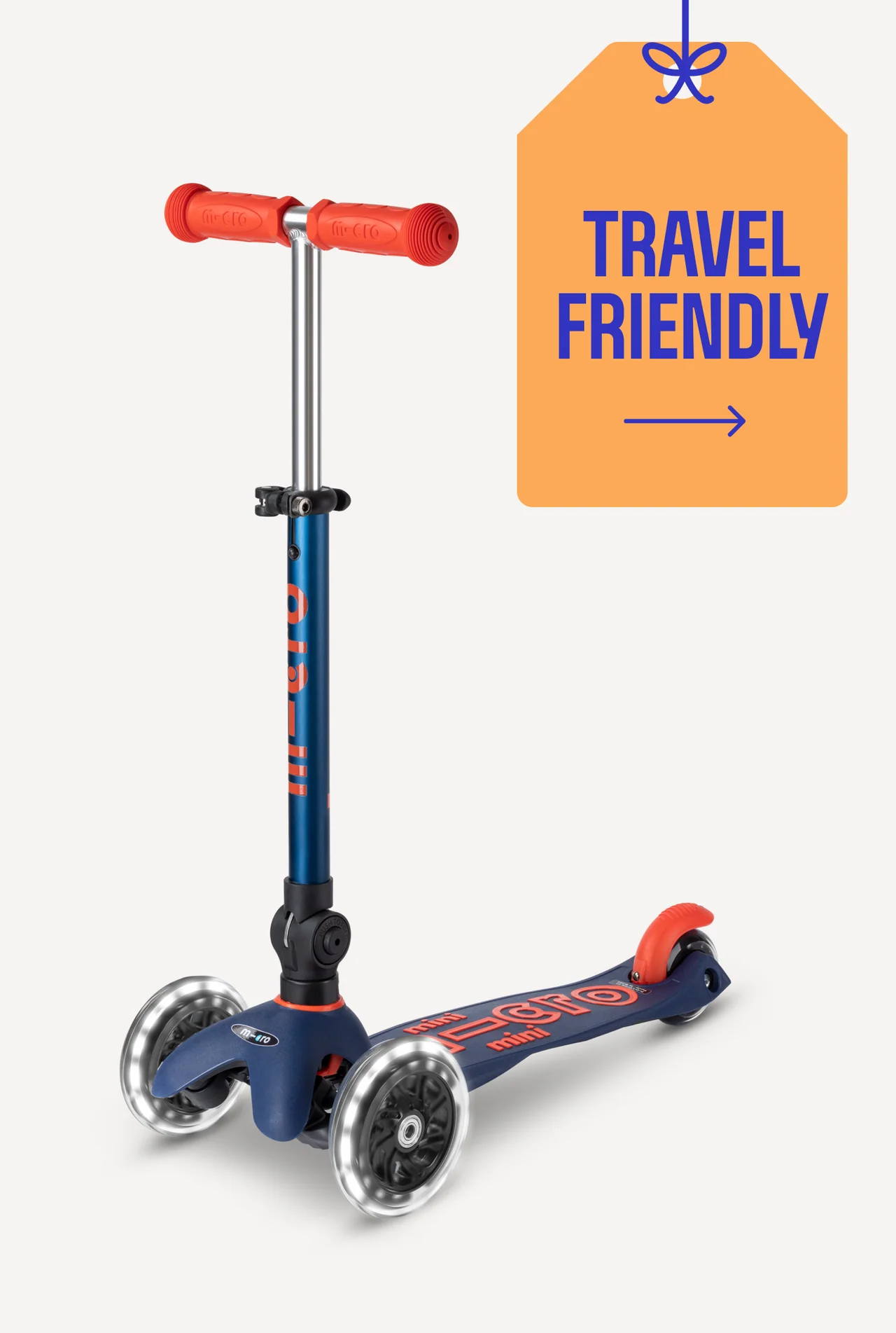 Micro - Mini Foldable LED Scooter - Navy Blue/Orange