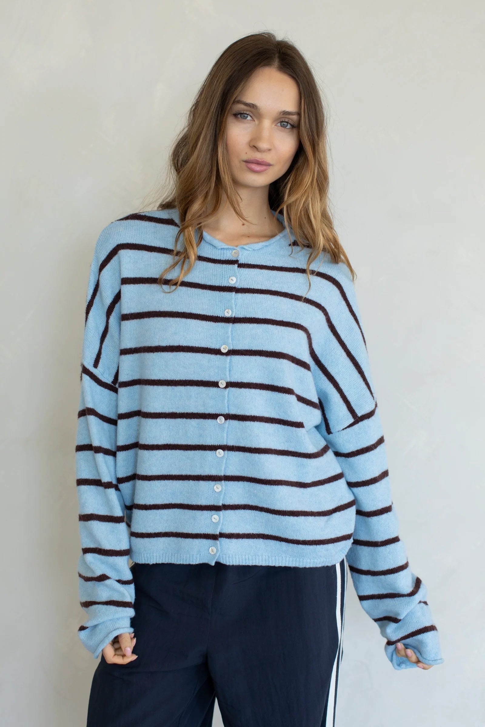 Things Between Cardigan - Piper Striped Blue (TBW14672)