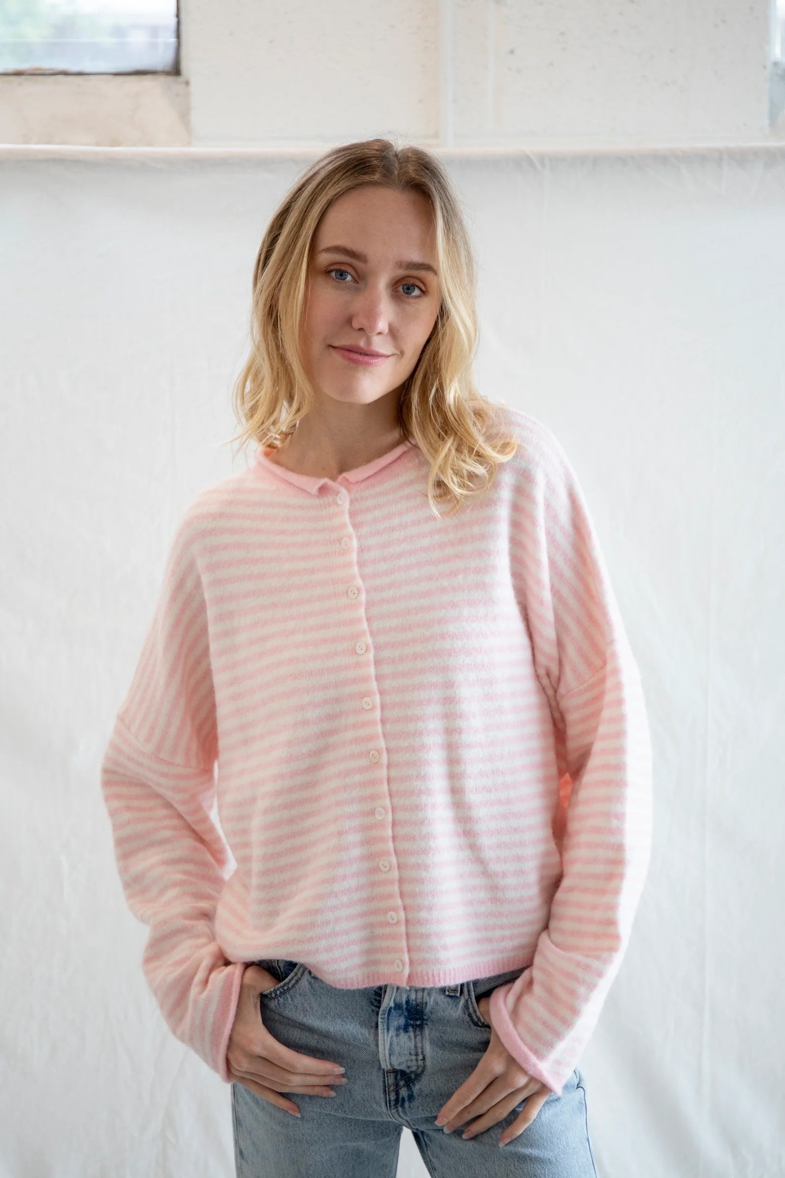Things Between Cardigan - Piper - Pink Mini Stripe (TBW13418)