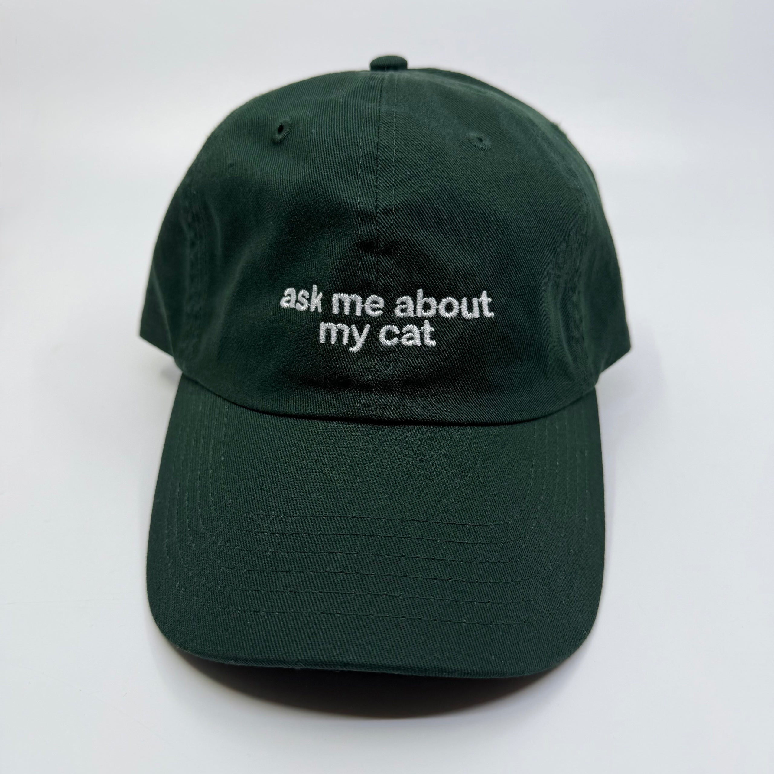 Standard Goods Hat - Ask Me About My Cat - Green, photo 2 of 4