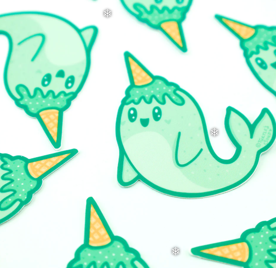 Turtle's Soup Sticker - Mint Narwhal Ice Cream Treat