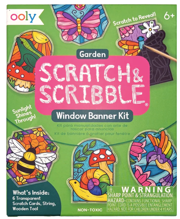 Ooly - Mini Scratch & Scribble Window Banner Kit - Garden