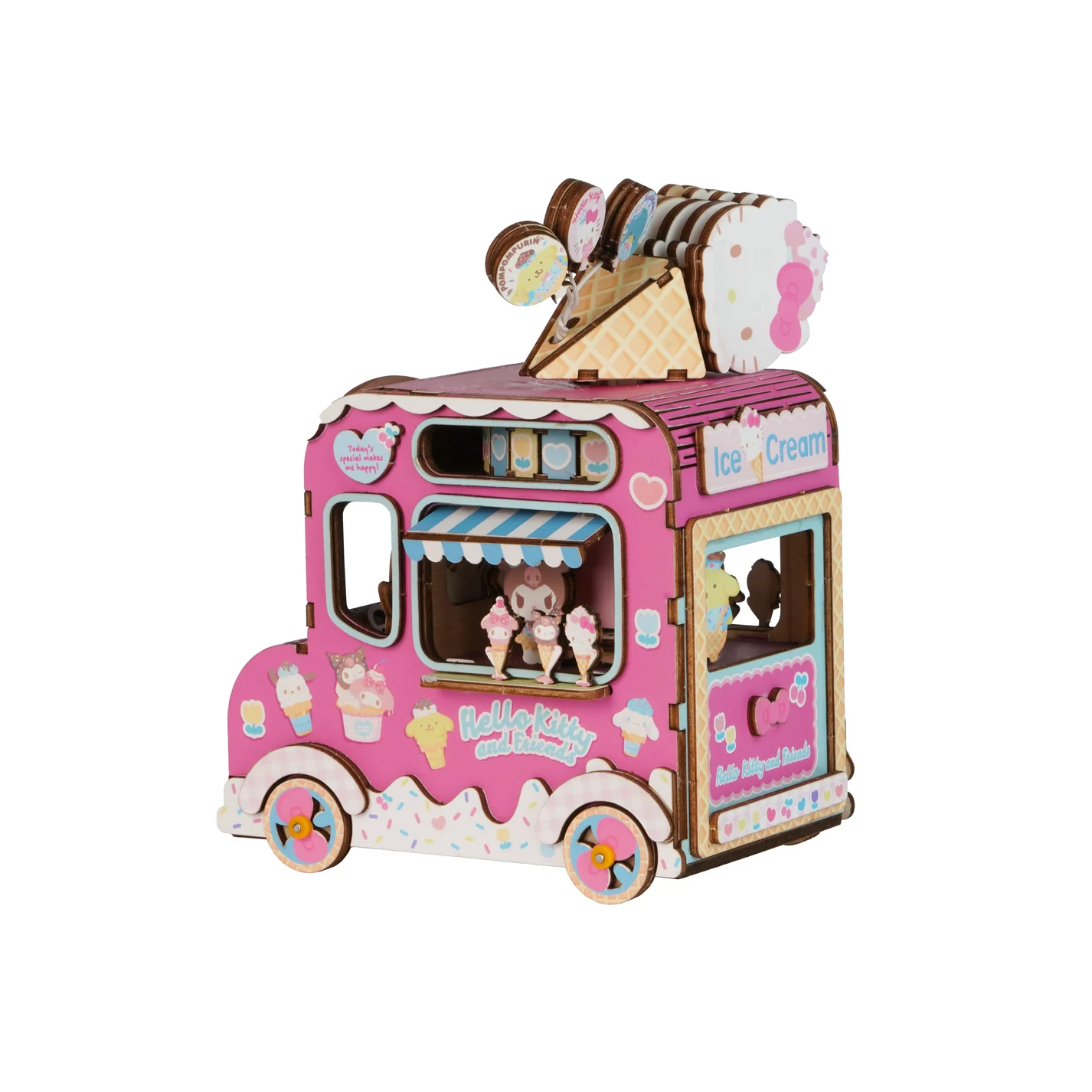 Hands Craft - Hello Kitty Ice Cream Truck Music Box DIY Miniature Kit, photo 3 of 4