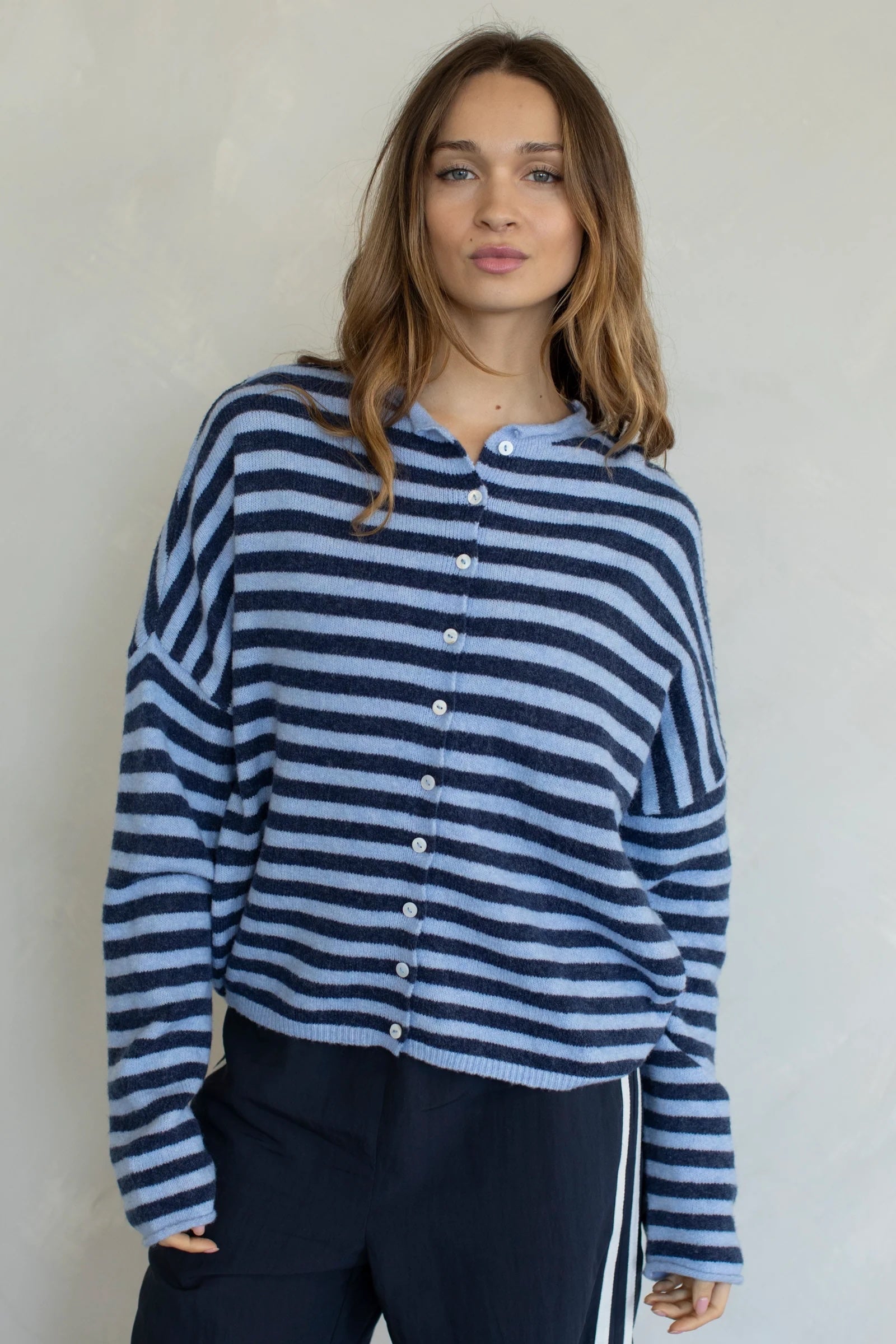 Things Between Cardigan - Piper - Dusty Blue Stripe (TBW1223)