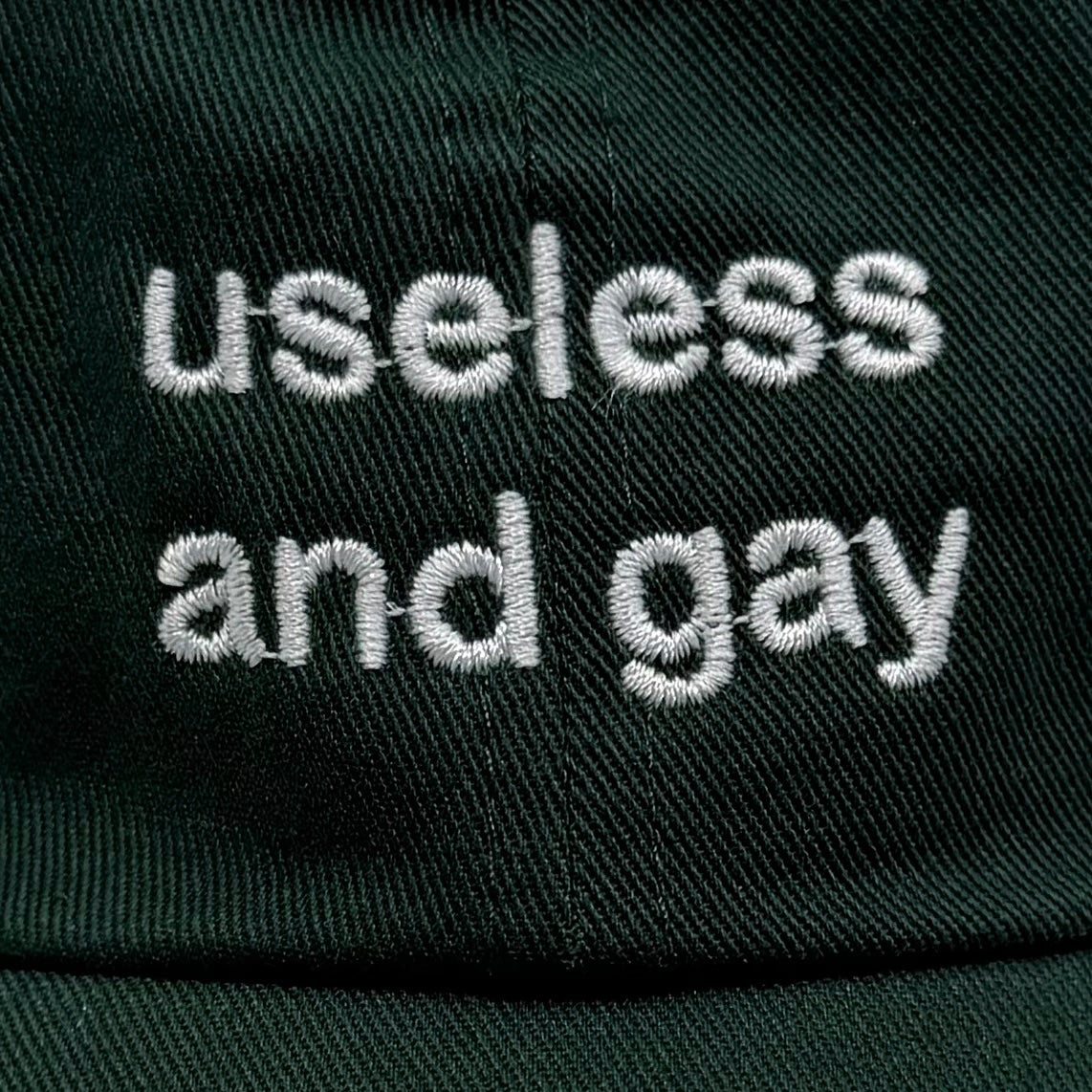 Standard Goods Hat - Useless and Gay - Green/White, photo 3 of 4