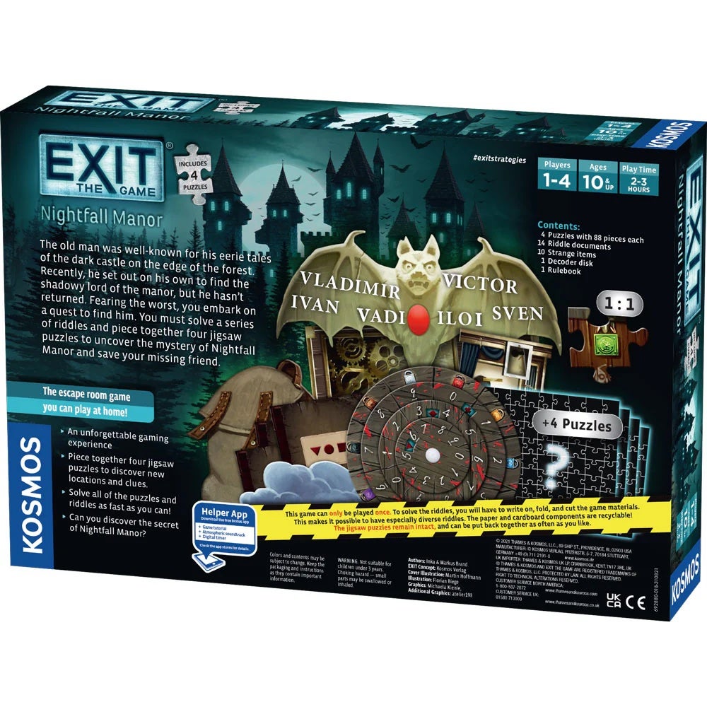 Thames & Kosmos - EXIT: The Game - Nightfall Manor - with 4 Puzzles, photo 3 of 3