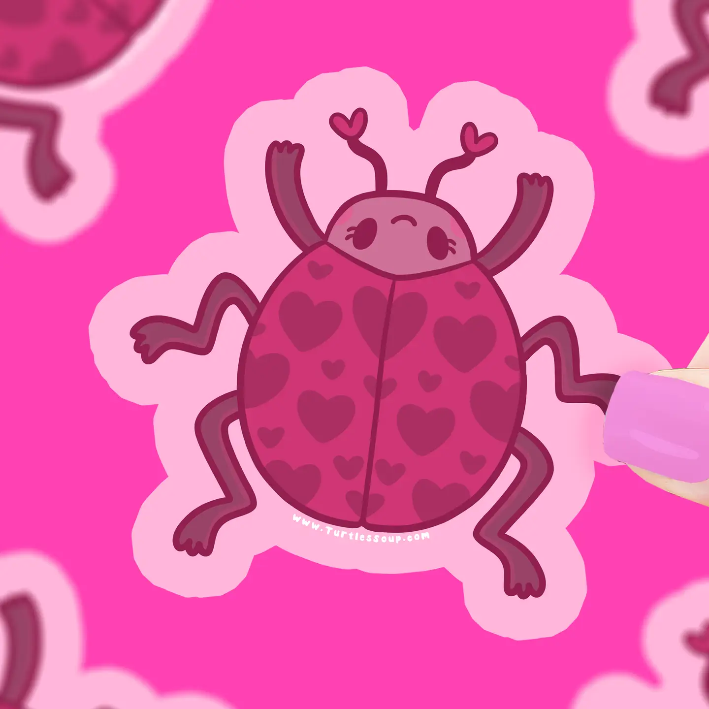 Turtle's Soup - Lady Bug Love Valentines Vinyl Sticker