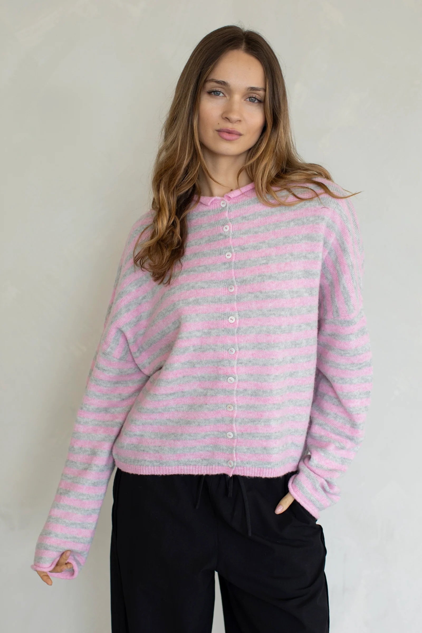 Things Between Cardigan - Piper - Pink Stripe (TBW1223)