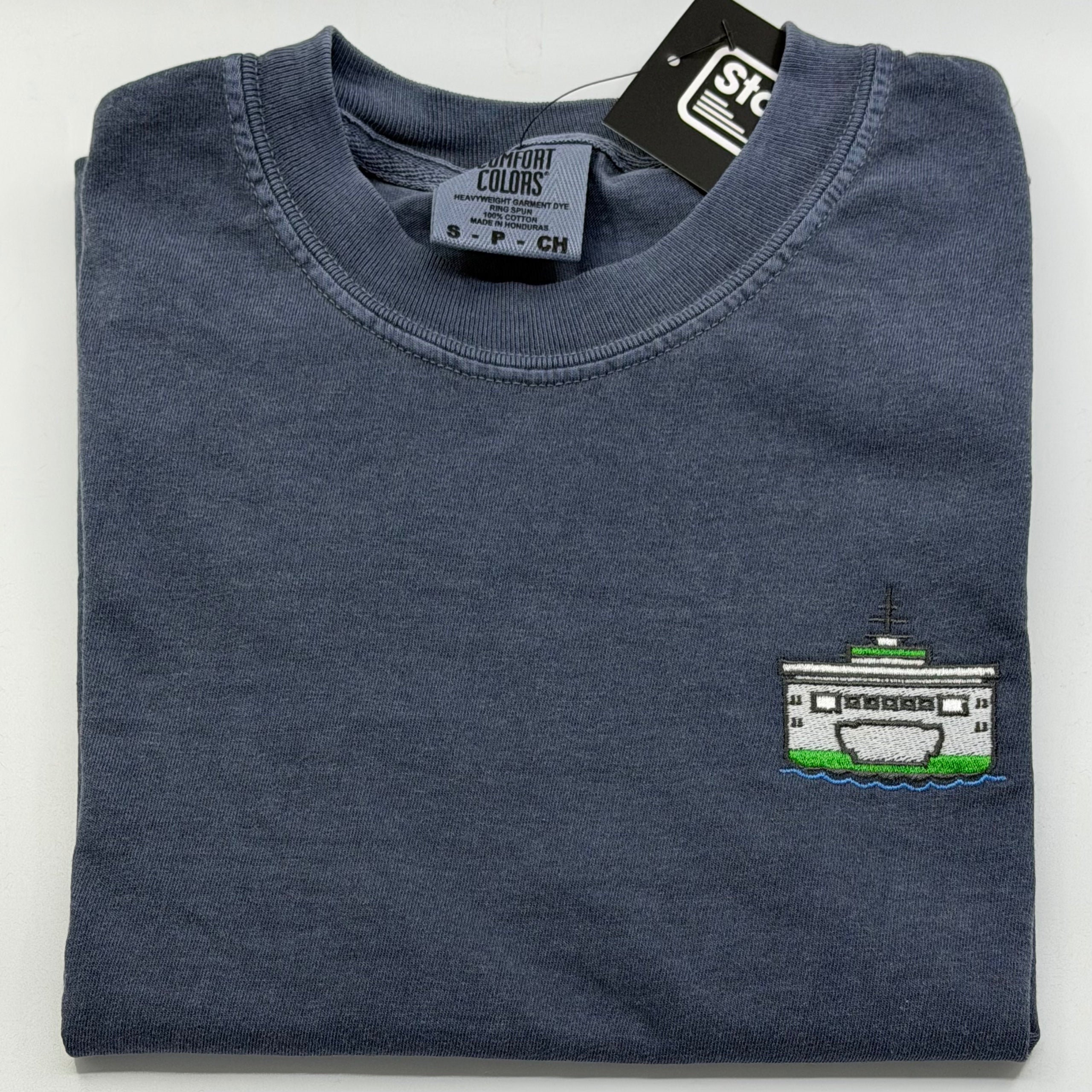 Standard Goods Tee - Embroidered Ferry Denim Blue, photo 1 of 2